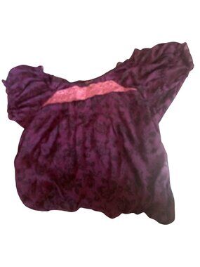 Torrid Dark Moody Print Purple Black Pink Lace Blouse 2X Whimsigoth Elastic VGC